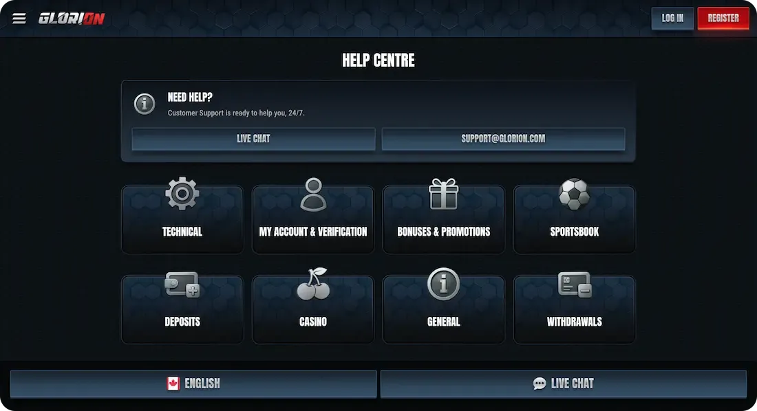 glorion casino faq