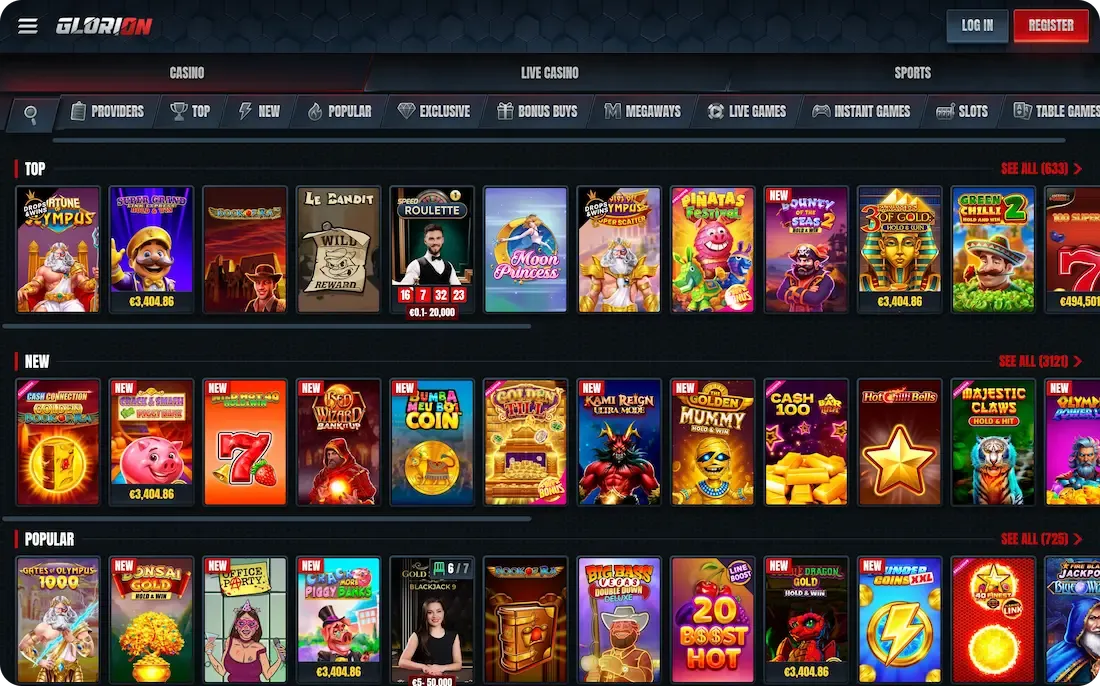 glorion casino games